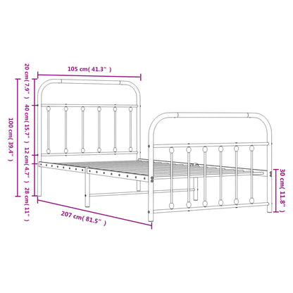 Bedframe Met Hoofd- En Voeteneinde Metaal 100 x 200 cm Wit met hoofdbord & voetbord