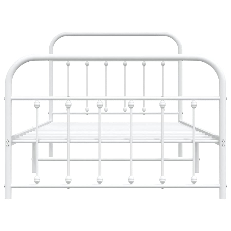 Bedframe Met Hoofd- En Voeteneinde Metaal 107 x 203 cm Wit met hoofdbord & voetbord