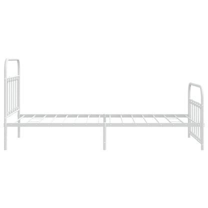 Bedframe Met Hoofd- En Voeteneinde Metaal 107 x 203 cm Wit met hoofdbord & voetbord