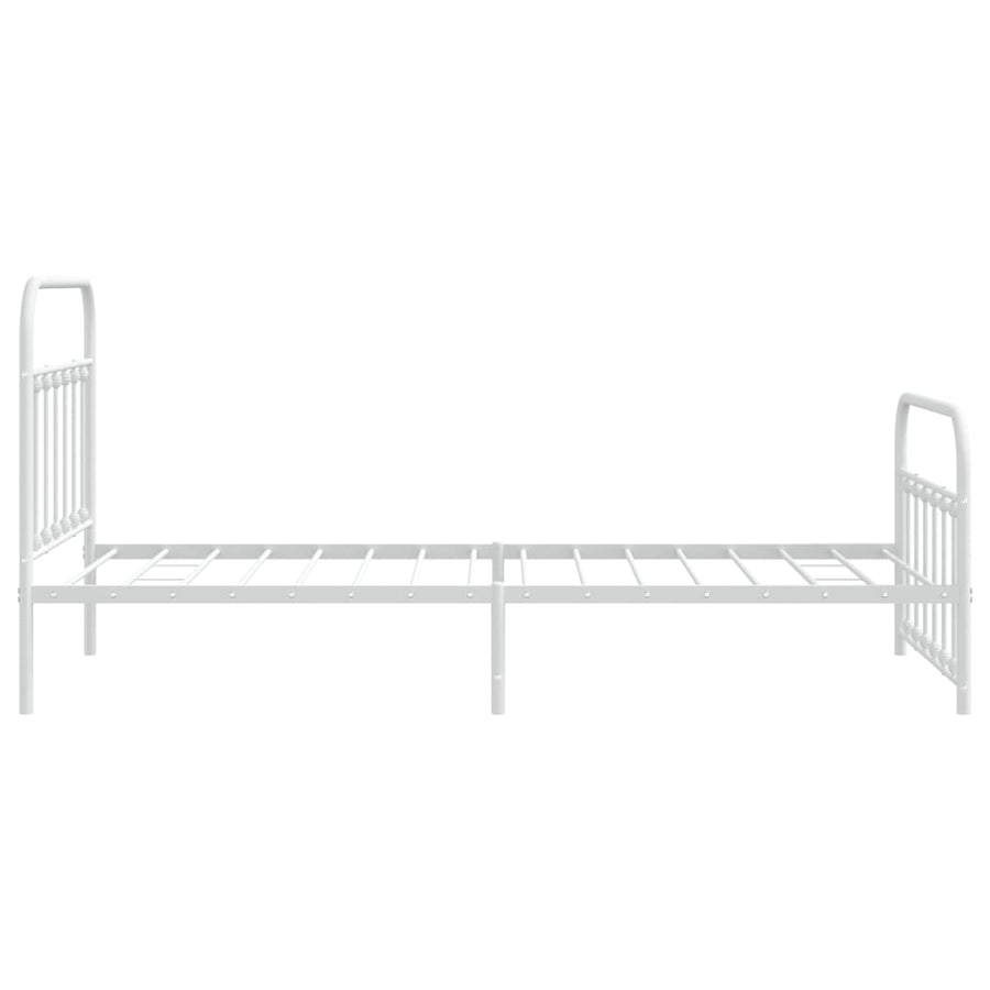 Bedframe Met Hoofd- En Voeteneinde Metaal 107 x 203 cm Wit met hoofdbord & voetbord
