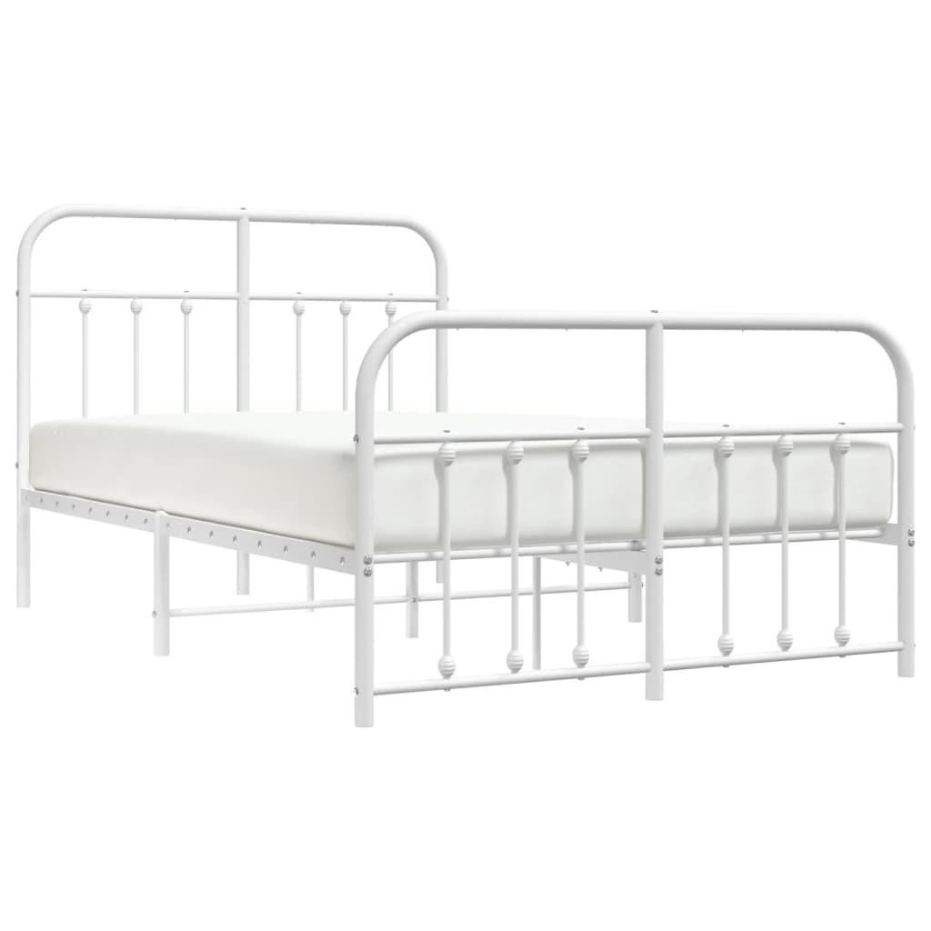 Bedframe Met Hoofd- En Voeteneinde Metaal 120 X 190 Cm Wit met hoofdbord & voetbord