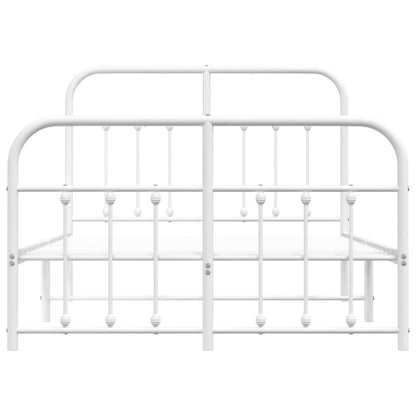 Bedframe Met Hoofd- En Voeteneinde Metaal 120 X 190 Cm Wit met hoofdbord & voetbord