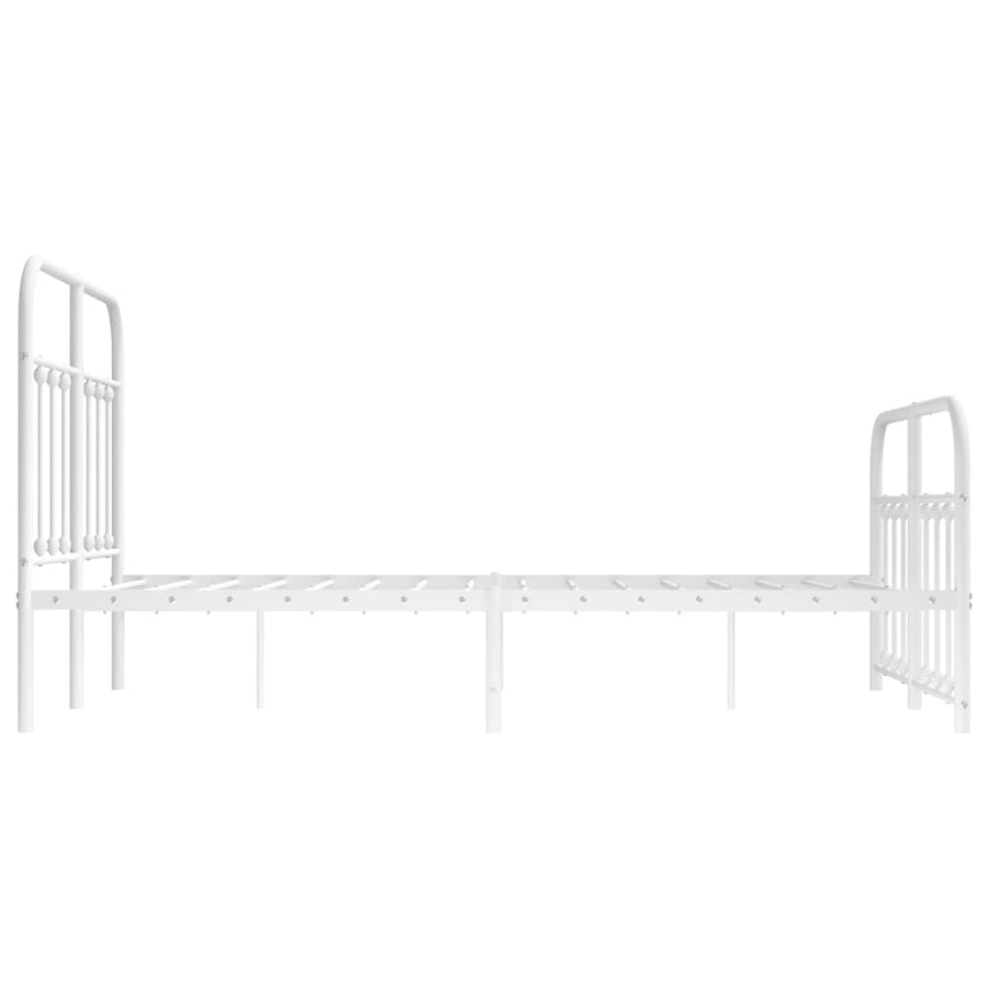Bedframe Met Hoofd- En Voeteneinde Metaal 120 X 190 Cm Wit met hoofdbord & voetbord