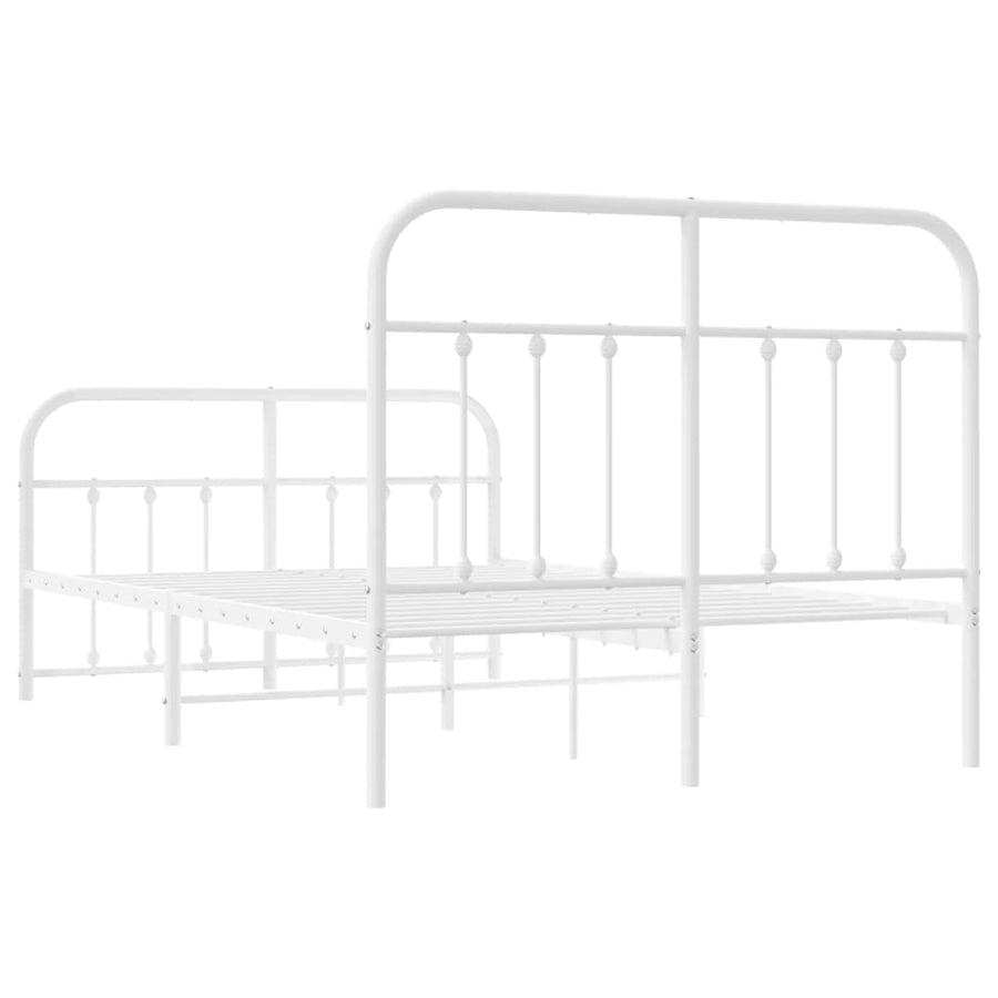 Bedframe Met Hoofd- En Voeteneinde Metaal 120 X 190 Cm Wit met hoofdbord & voetbord