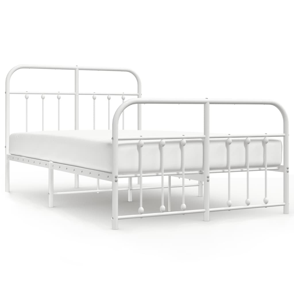 Bedframe Met Hoofd- En Voeteneinde Metaal 120 x 200 cm Wit met hoofdbord & voetbord