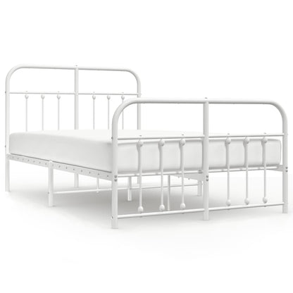 Bedframe Met Hoofd- En Voeteneinde Metaal 120 x 200 cm Wit met hoofdbord & voetbord