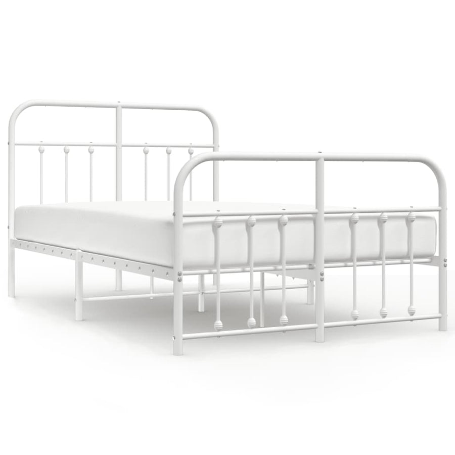 Bedframe Met Hoofd- En Voeteneinde Metaal 120 x 200 cm Wit met hoofdbord & voetbord