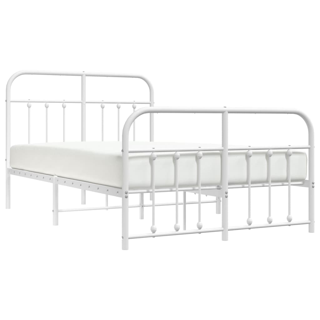 Bedframe Met Hoofd- En Voeteneinde Metaal 120 x 200 cm Wit met hoofdbord & voetbord