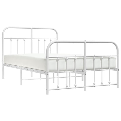 Bedframe Met Hoofd- En Voeteneinde Metaal 120 x 200 cm Wit met hoofdbord & voetbord