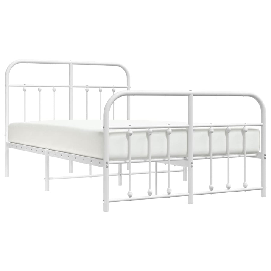 Bedframe Met Hoofd- En Voeteneinde Metaal 120 x 200 cm Wit met hoofdbord & voetbord