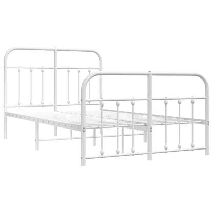 Bedframe Met Hoofd- En Voeteneinde Metaal 120 x 200 cm Wit met hoofdbord & voetbord