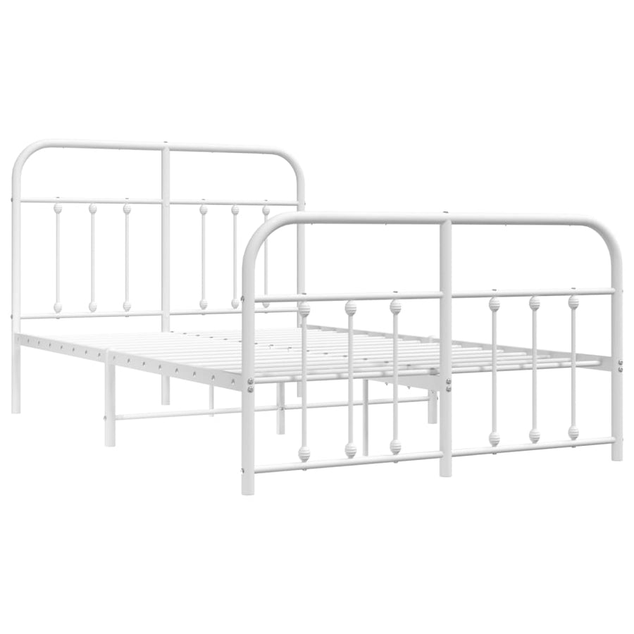 Bedframe Met Hoofd- En Voeteneinde Metaal 120 x 200 cm Wit met hoofdbord & voetbord