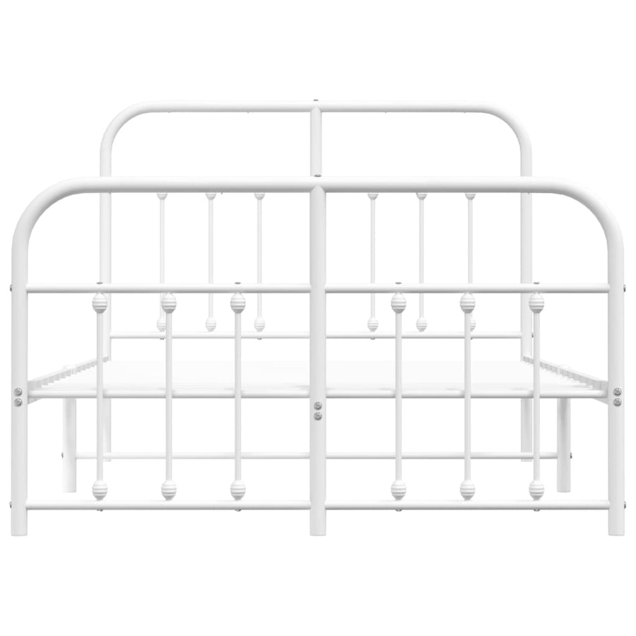 Bedframe Met Hoofd- En Voeteneinde Metaal 120 x 200 cm Wit met hoofdbord & voetbord