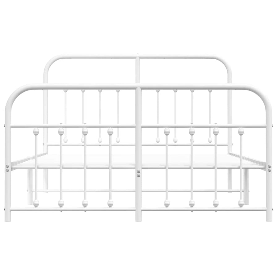 Bedframe Met Hoofd- En Voeteneinde Metaal 135 x 190 cm Wit met hoofdbord & voetbord