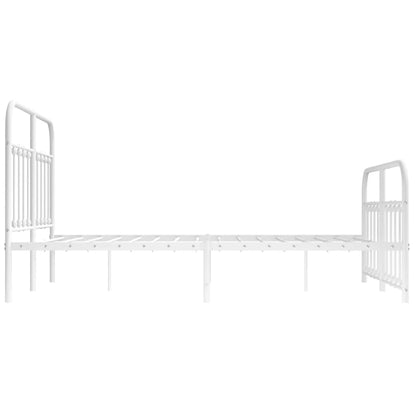 Bedframe Met Hoofd- En Voeteneinde Metaal 135 x 190 cm Wit met hoofdbord & voetbord