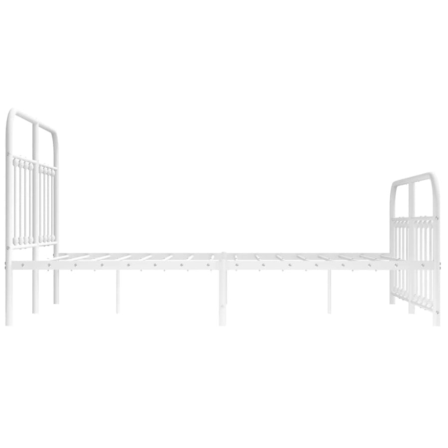 Bedframe Met Hoofd- En Voeteneinde Metaal 135 x 190 cm Wit met hoofdbord & voetbord