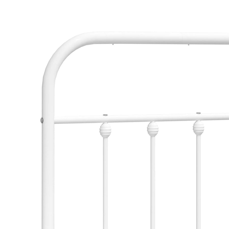Bedframe Met Hoofd- En Voeteneinde Metaal 135 x 190 cm Wit met hoofdbord & voetbord