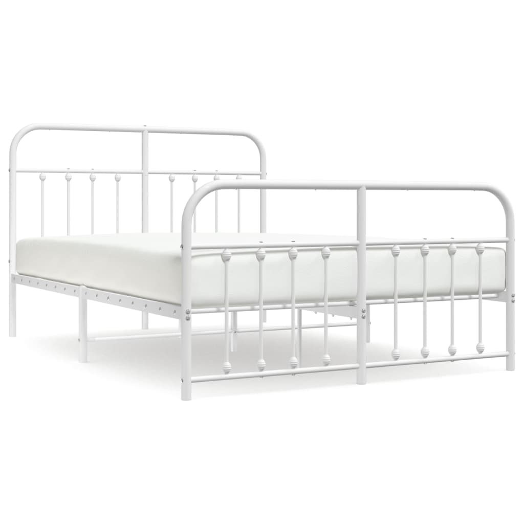 Bedframe Met Hoofd- En Voeteneinde Metaal 140 x 190 cm Wit met hoofdbord & voetbord