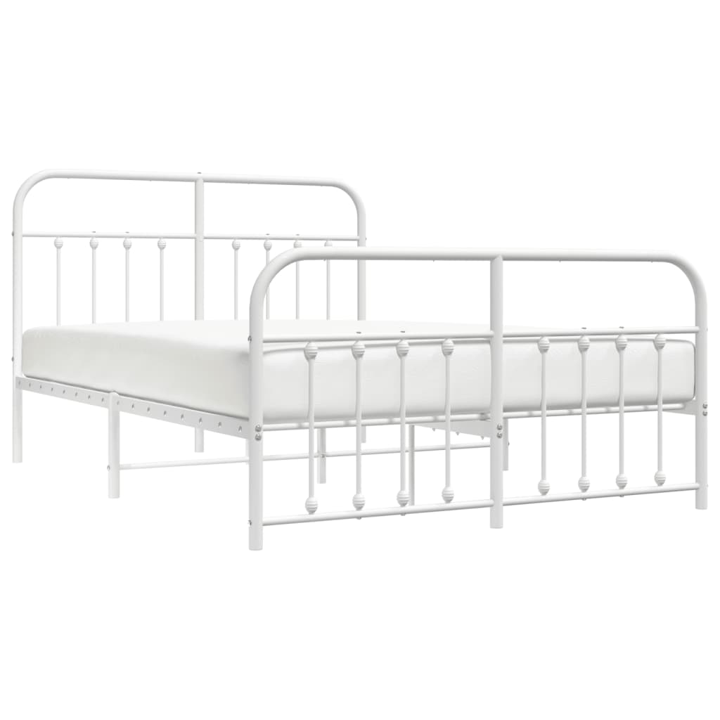 Bedframe Met Hoofd- En Voeteneinde Metaal 140 x 190 cm Wit met hoofdbord & voetbord