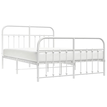 Bedframe Met Hoofd- En Voeteneinde Metaal 140 x 190 cm Wit met hoofdbord & voetbord