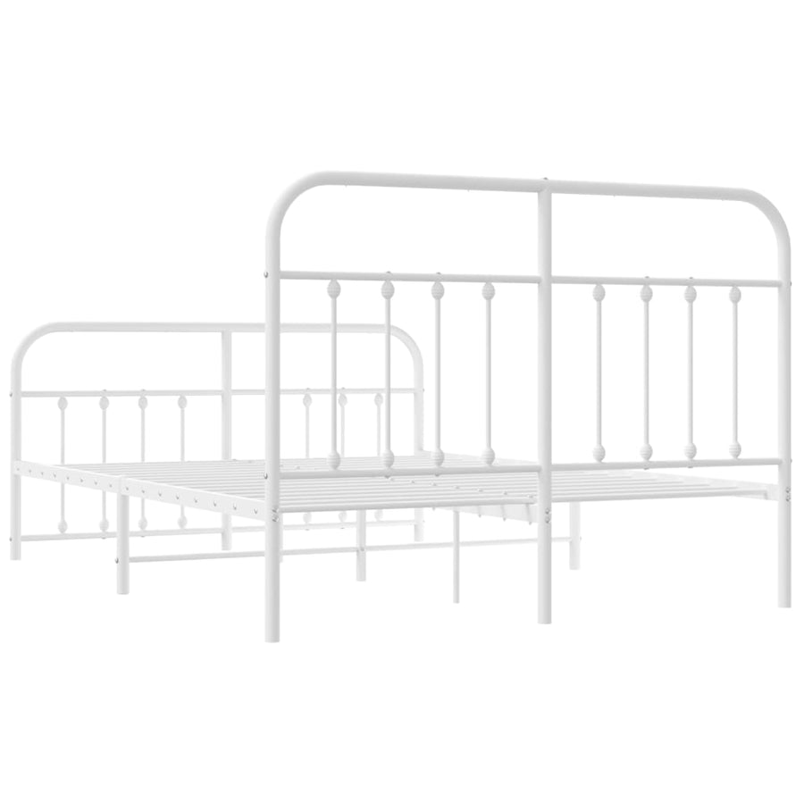 Bedframe Met Hoofd- En Voeteneinde Metaal 140 x 190 cm Wit met hoofdbord & voetbord