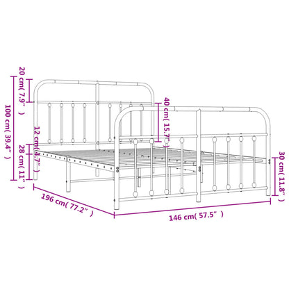 Bedframe Met Hoofd- En Voeteneinde Metaal 140 x 190 cm Wit met hoofdbord & voetbord