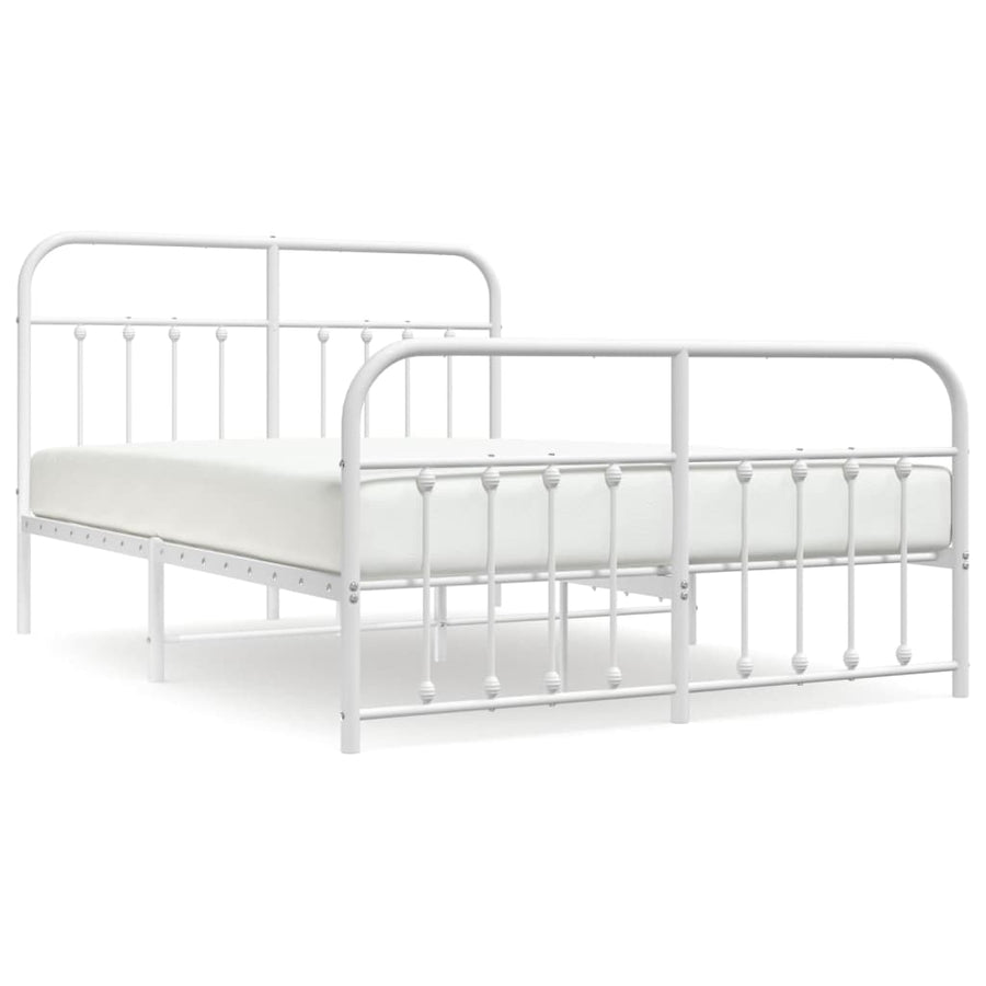 Bedframe Met Hoofd- En Voeteneinde Metaal 140 x 200 cm Wit met hoofdbord & voetbord