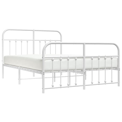 Bedframe Met Hoofd- En Voeteneinde Metaal 140 x 200 cm Wit met hoofdbord & voetbord