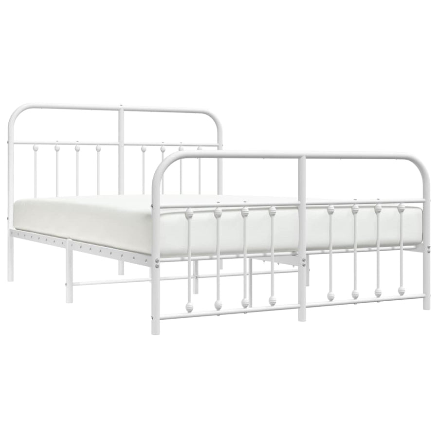Bedframe Met Hoofd- En Voeteneinde Metaal 140 x 200 cm Wit met hoofdbord & voetbord