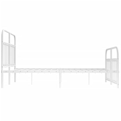 Bedframe Met Hoofd- En Voeteneinde Metaal 140 x 200 cm Wit met hoofdbord & voetbord