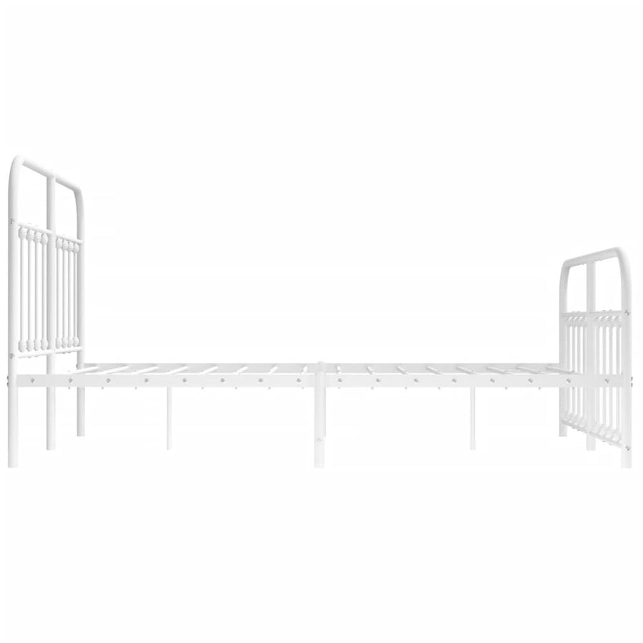 Bedframe Met Hoofd- En Voeteneinde Metaal 140 x 200 cm Wit met hoofdbord & voetbord