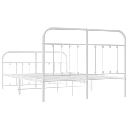 Bedframe Met Hoofd- En Voeteneinde Metaal 140 x 200 cm Wit met hoofdbord & voetbord
