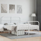 Bed frame with head and footboard metal white 150x200 cm