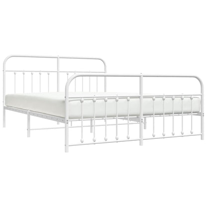 Bedframe Met Hoofd- En Voeteneinde Metaal 160 x 200 cm Wit met hoofdbord & voetbord