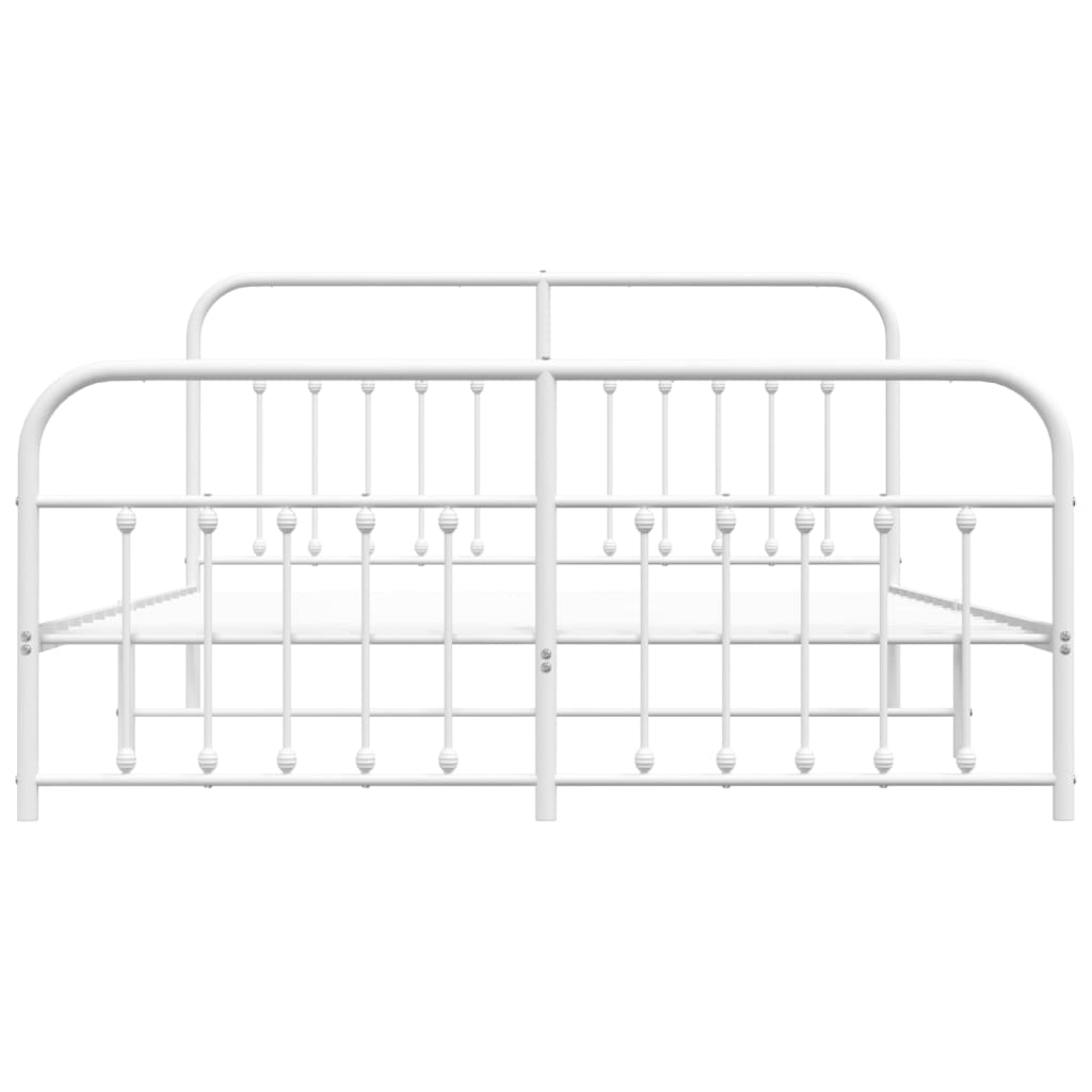 Bedframe Met Hoofd- En Voeteneinde Metaal 160 x 200 cm Wit met hoofdbord & voetbord