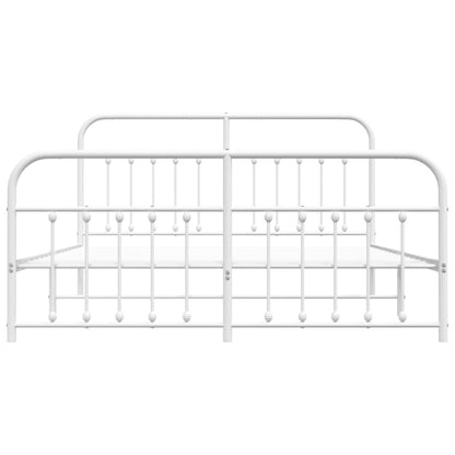 Bedframe Met Hoofd- En Voeteneinde Metaal 160 x 200 cm Wit met hoofdbord & voetbord