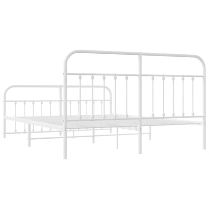 Bedframe Met Hoofd- En Voeteneinde Metaal 160 x 200 cm Wit met hoofdbord & voetbord