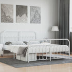 Bedframe Met Hoofd- En Voeteneinde Metaal 160 x 200 cm Wit met hoofdbord & voetbord