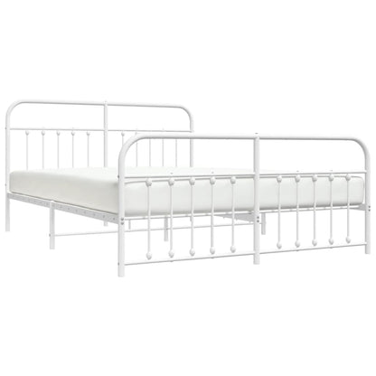 Bedframe Met Hoofd- En Voeteneinde Metaal 183 x 213 cm Wit met hoofdbord & voetbord