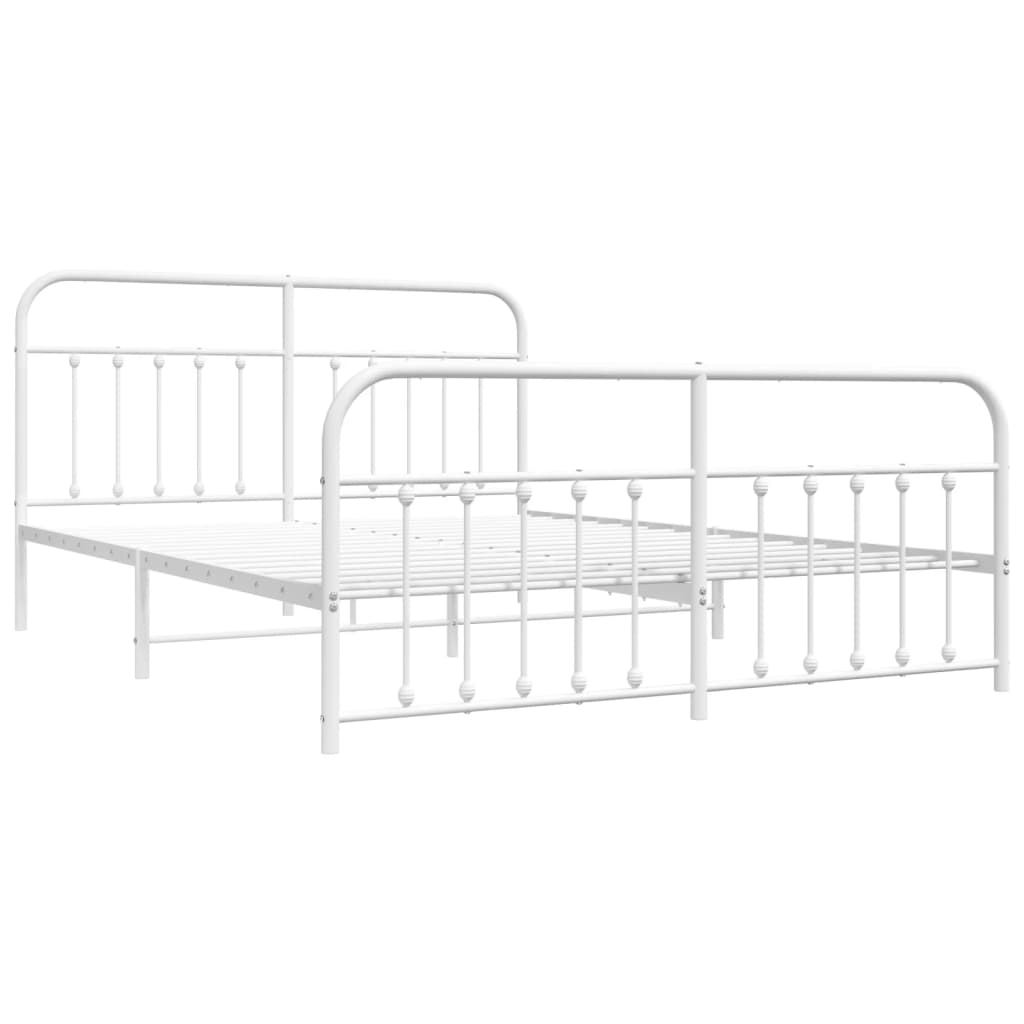 Bedframe Met Hoofd- En Voeteneinde Metaal 183 x 213 cm Wit met hoofdbord & voetbord