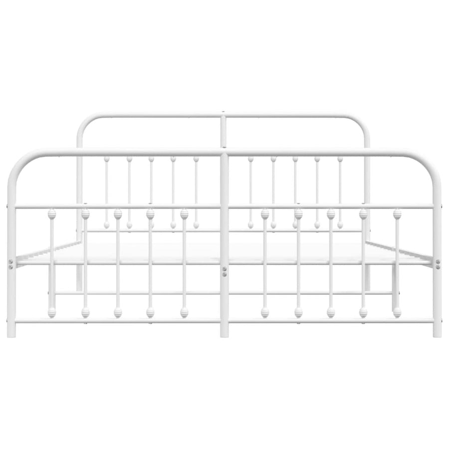 Bedframe Met Hoofd- En Voeteneinde Metaal 183 x 213 cm Wit met hoofdbord & voetbord