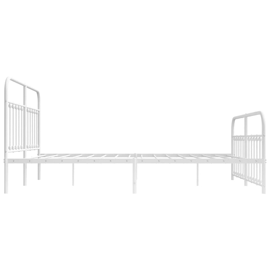 Bedframe Met Hoofd- En Voeteneinde Metaal 183 x 213 cm Wit met hoofdbord & voetbord