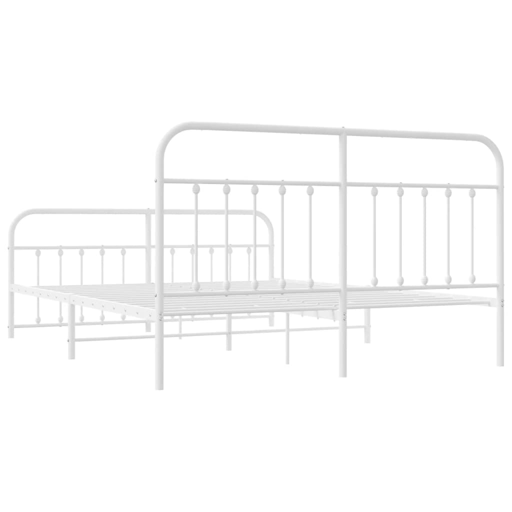 Bedframe Met Hoofd- En Voeteneinde Metaal 183 x 213 cm Wit met hoofdbord & voetbord