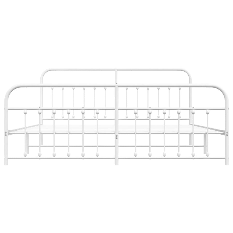 Bedframe Met Hoofd- En Voeteneinde Metaal 193 x 203 cm Wit met hoofdbord & voetbord