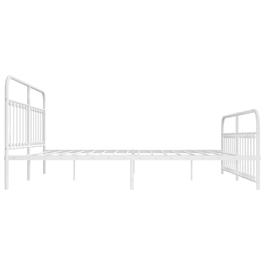 Bedframe Met Hoofd- En Voeteneinde Metaal 193 x 203 cm Wit met hoofdbord & voetbord