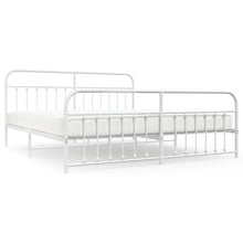 Bedframe Met Hoofd- En Voeteneinde Metaal 200 x 200 cm Wit met hoofdbord & voetbord