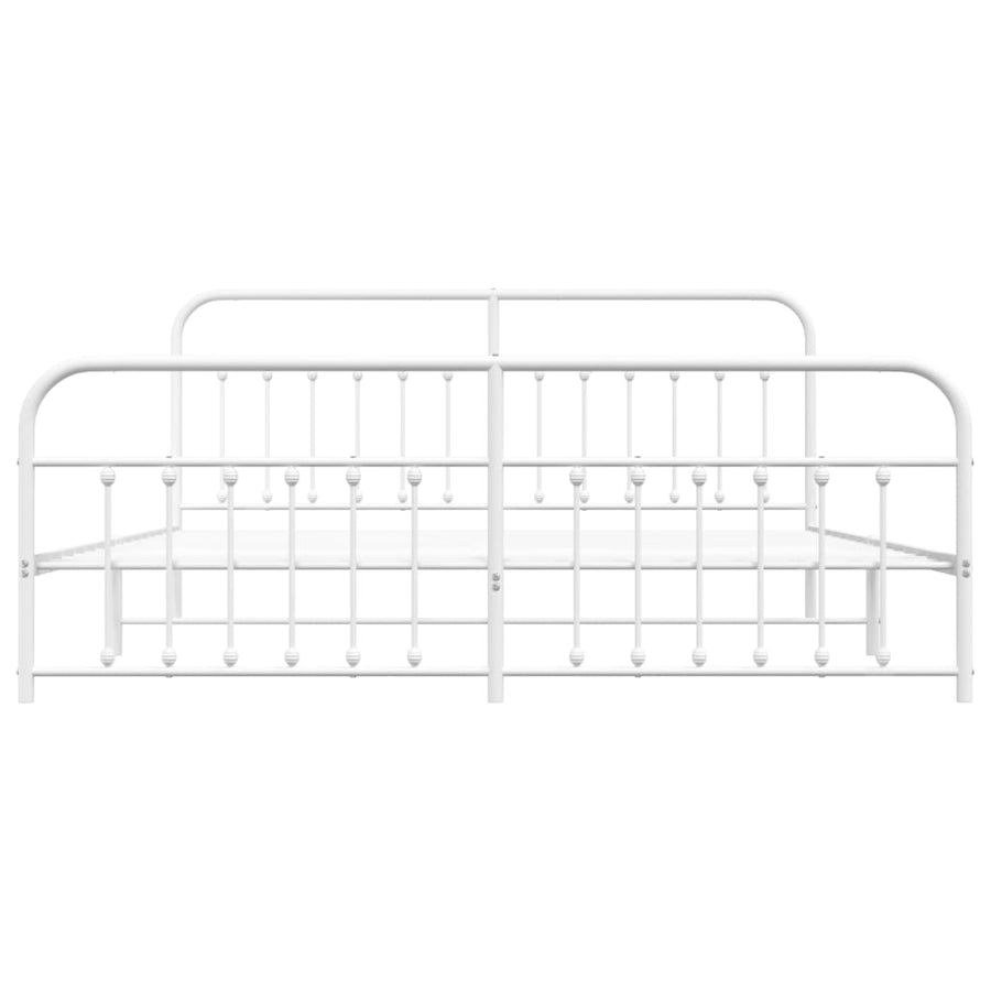 Bedframe Met Hoofd- En Voeteneinde Metaal 200 x 200 cm Wit met hoofdbord & voetbord