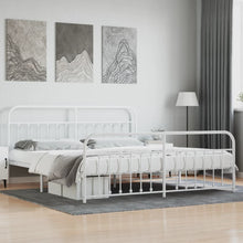 Bedframe Met Hoofd- En Voeteneinde Metaal 200 x 200 cm Wit met hoofdbord & voetbord