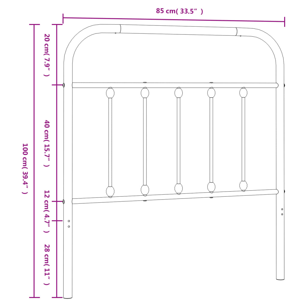 Hoofdbord Metaal Wit 80 Cm