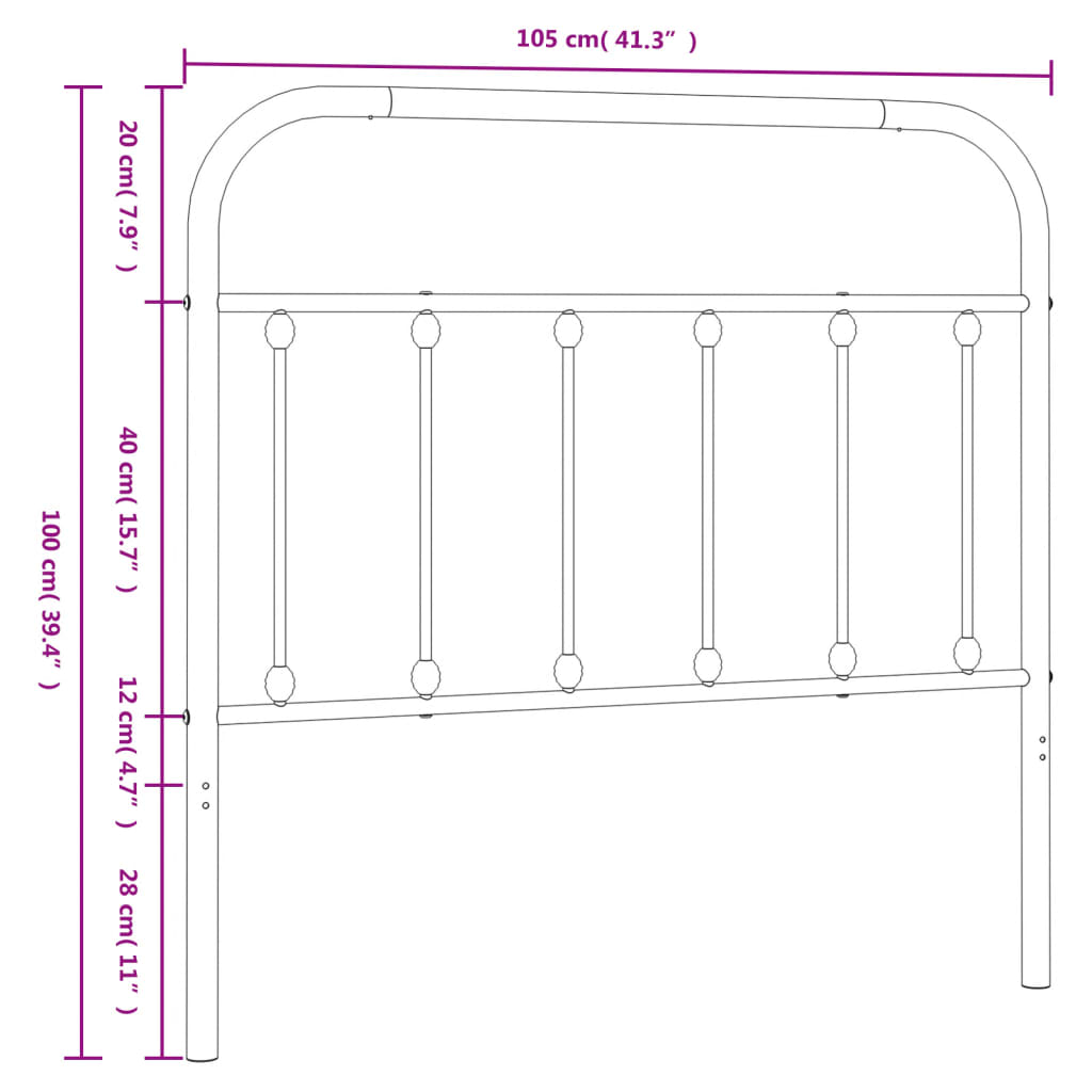 Hoofdbord Metaal Wit 100 Cm